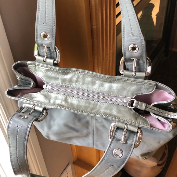 Coach, Soho, Pleated Tote, Grey Leather, Silver tone Hardware Accents, GUC - Picture 9 of 16